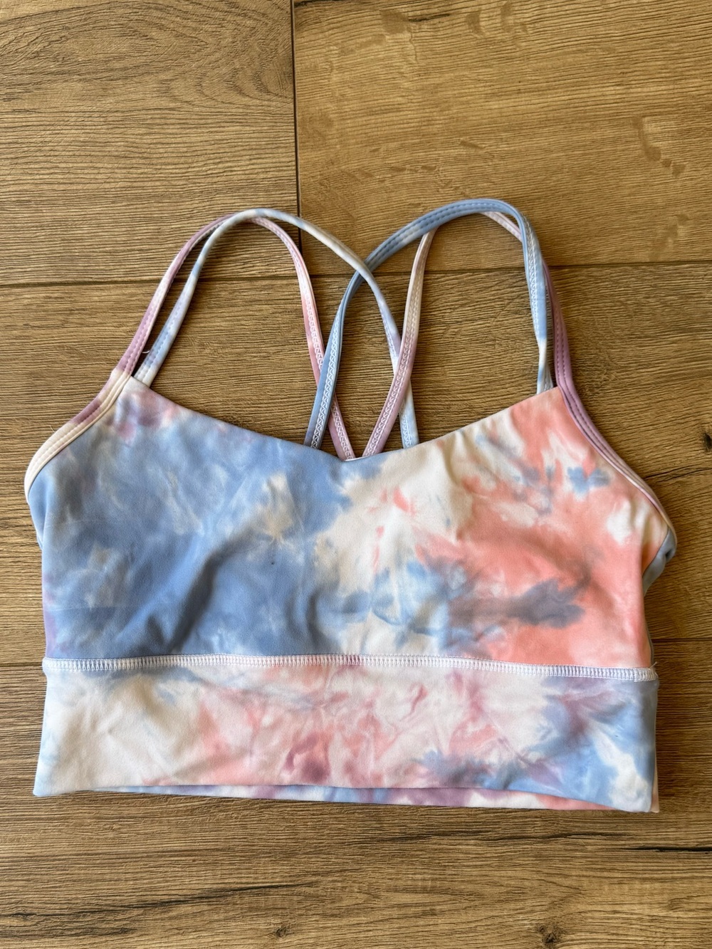 Tier activewear Tie-Dye Strappy Sports Bra - Pastel Blue & Pink